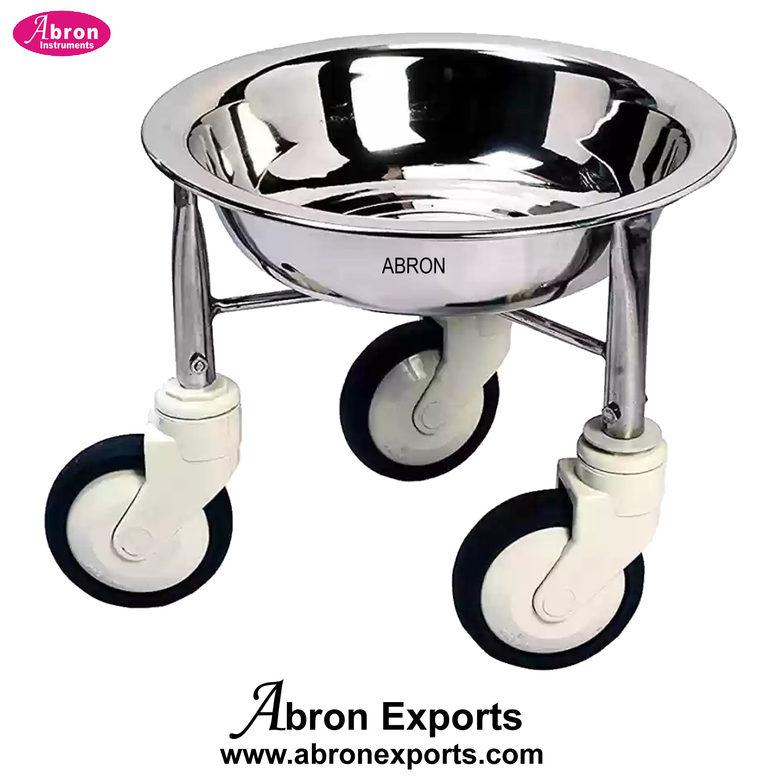 Hospital Holloware SS Kick Bucket & Bowl Stand Wash Basin With Wheels SS Stainlesss Steel Table Type Abron ABM-2314STK 